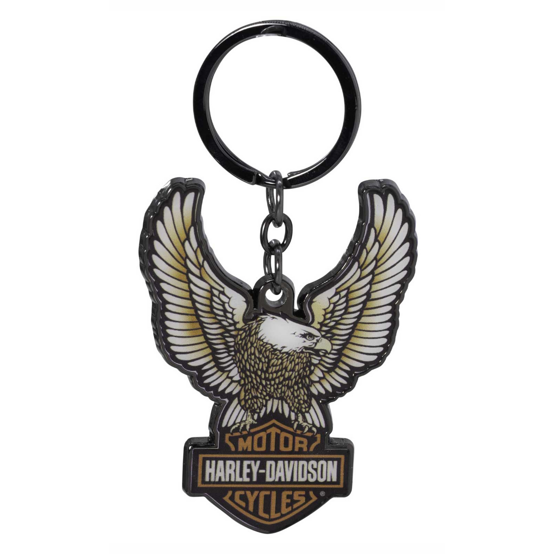 Metal & Enamel Harley-Davidson Eagle & Logo Key Chain - Fat Skeleton UK