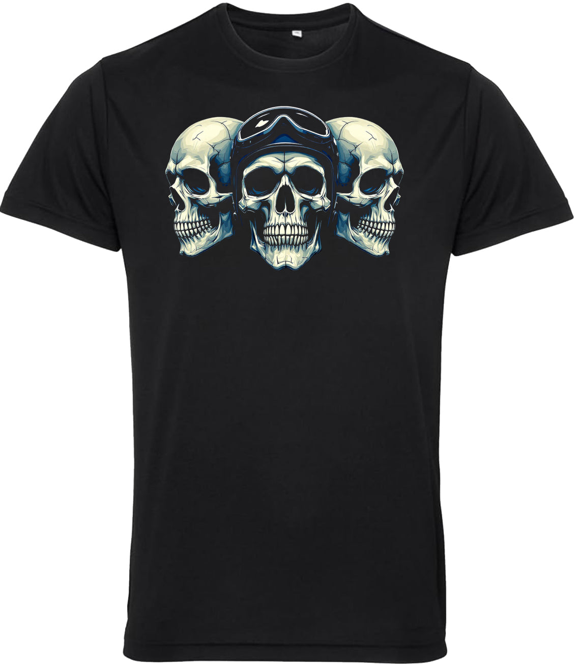 Fat Skeleton Three Skulls Biker T Shirt - Fat Skeleton UK