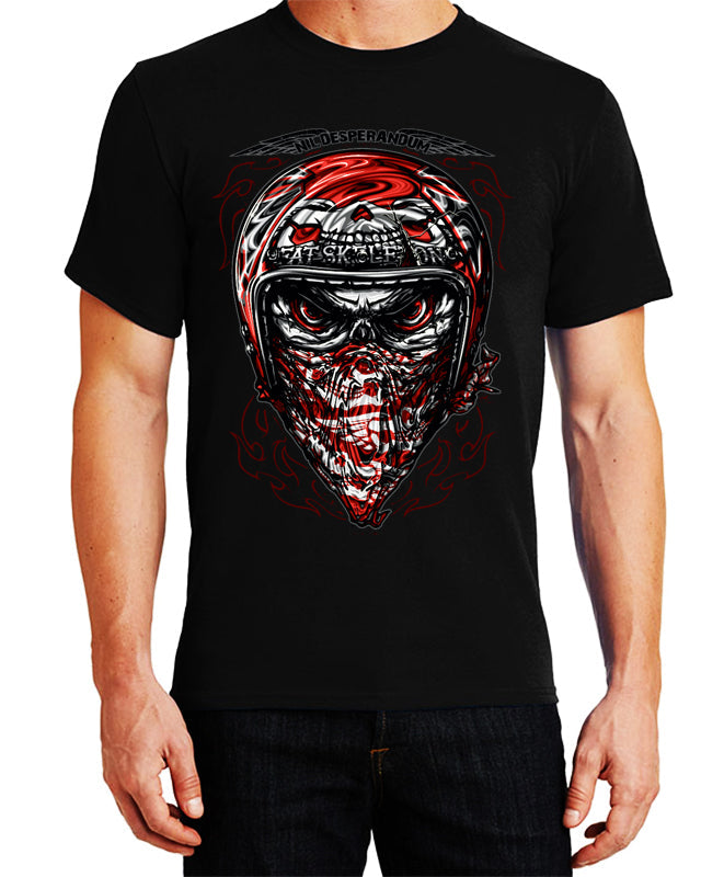 Fat Skeleton Helmet Bandana T Shirt - Fat Skeleton UK