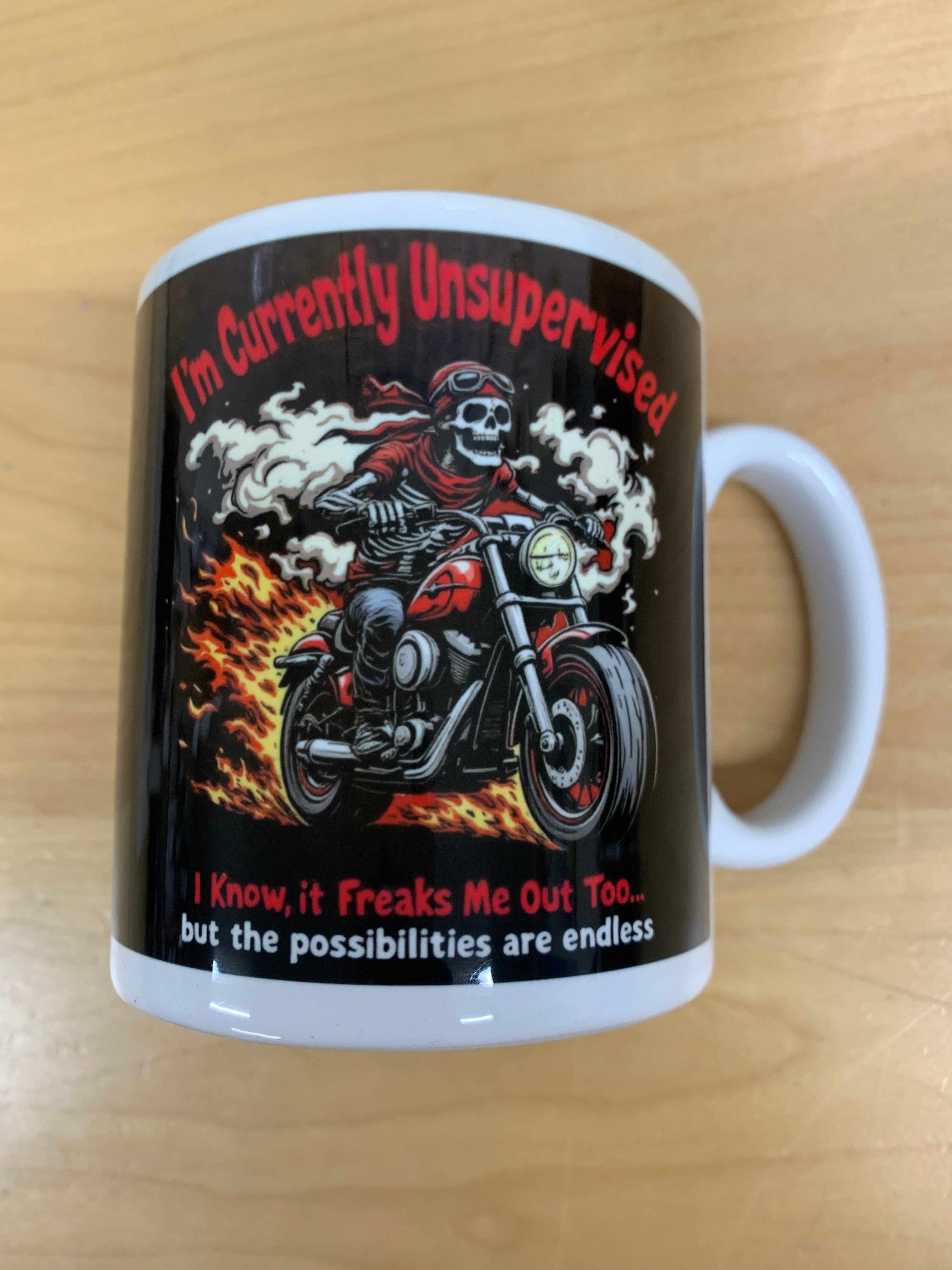 Fat Skeleton Unsupervised Biker Mug - Fat Skeleton UK
