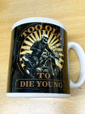 Fat Skeleton Adventure Bike Too Old to Die Young Mug - Fat Skeleton UK
