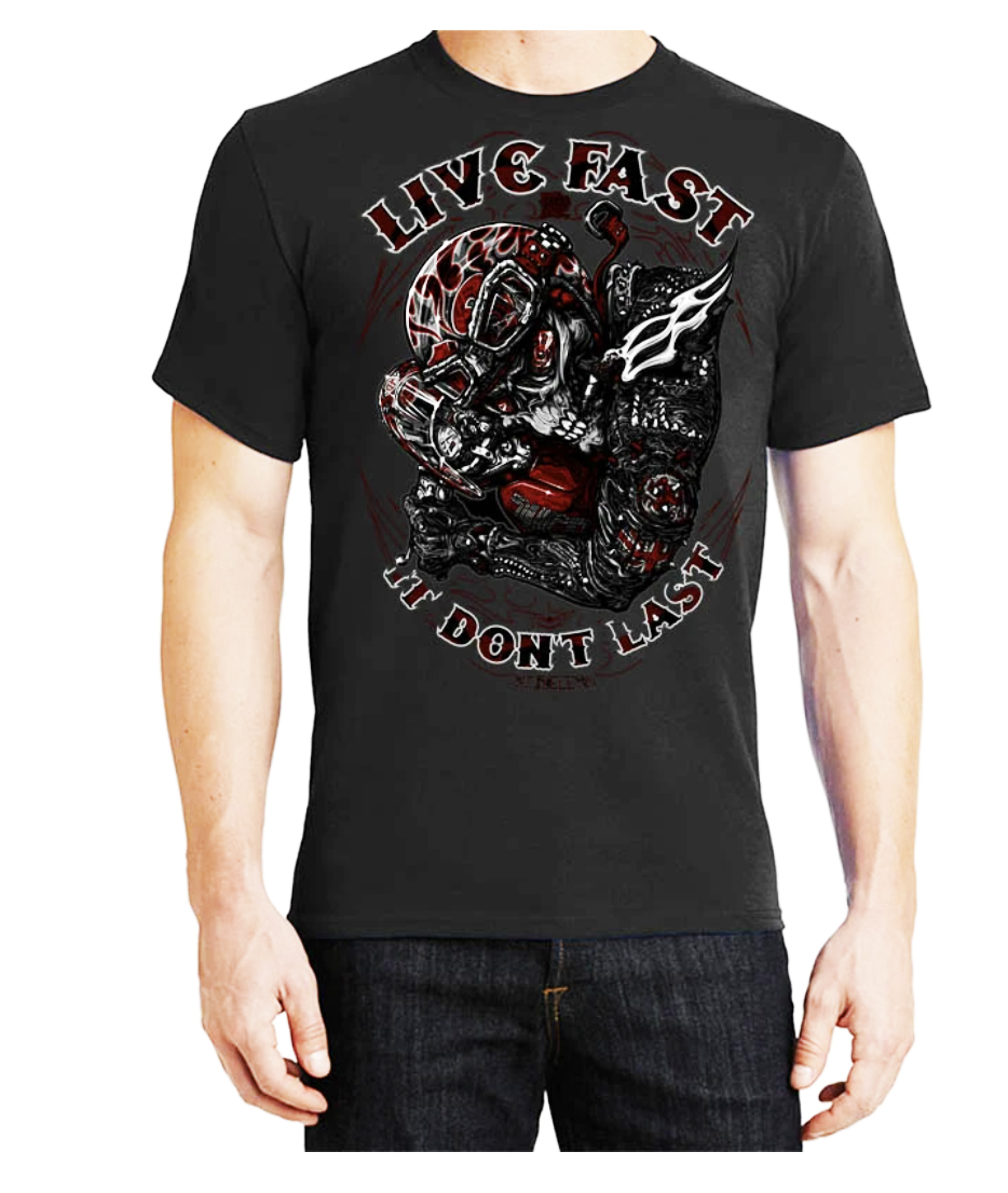 Fat Skeleton Live Fast It Don't Last T Shirt - Fat Skeleton UK