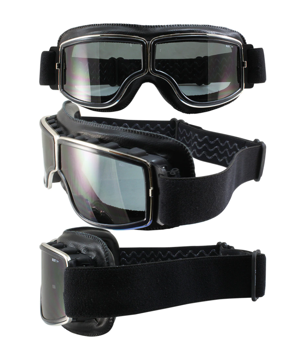 Smoke Lens Aviator style Retro Pilot Goggles - Fat Skeleton UK