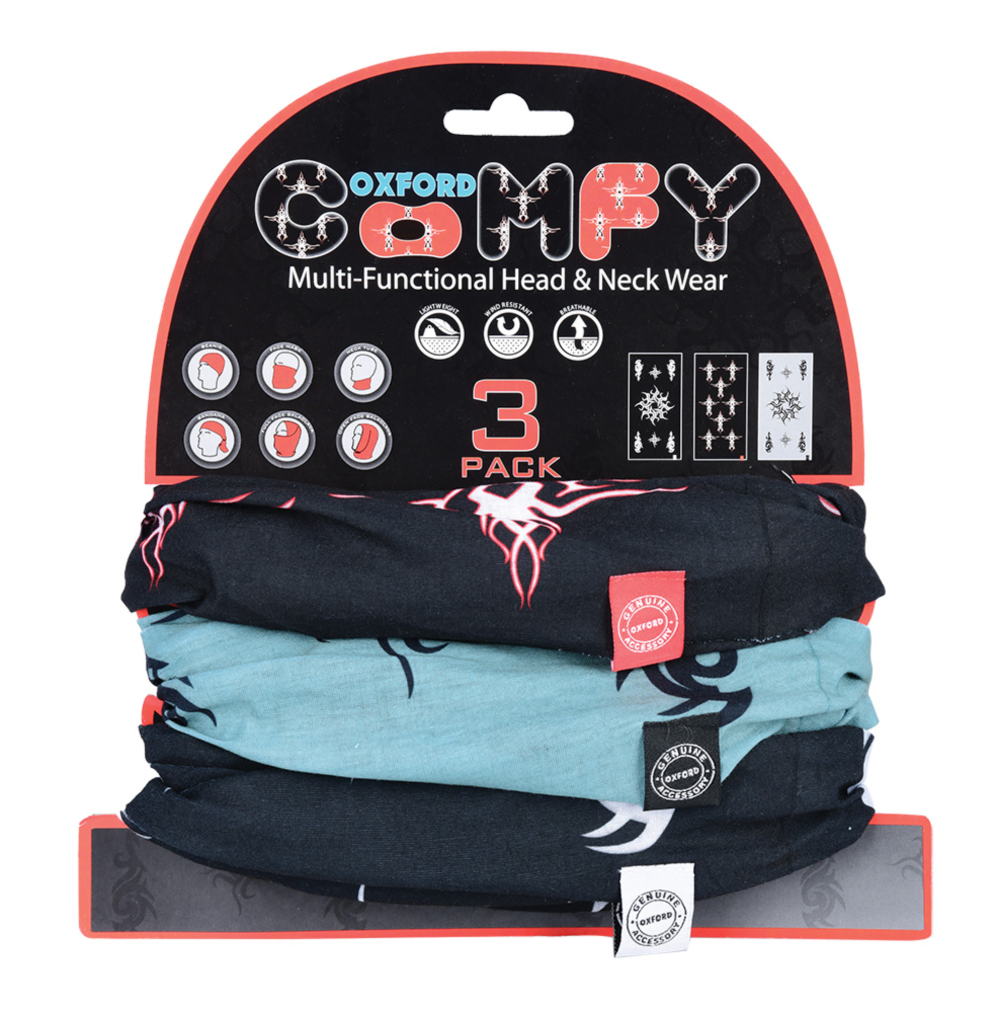 Oxford 'Comfy' Neck Tubes - 3 pack - Tribal - Fat Skeleton UK