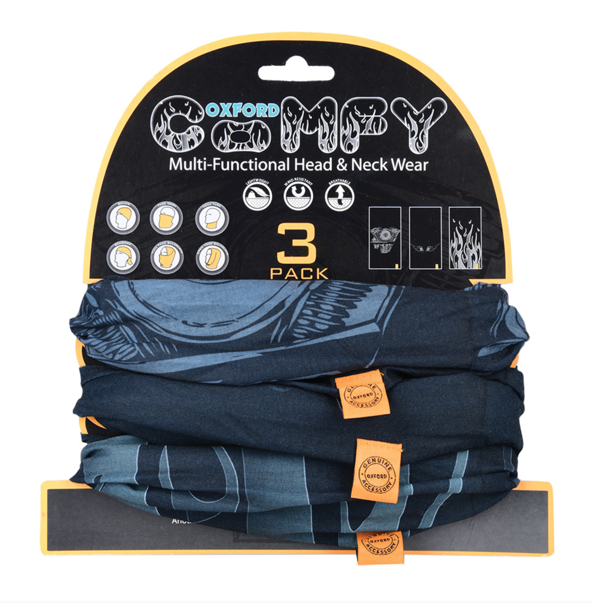 Oxford 'Comfy' Neck Tubes - 3 pack - Graphics - Fat Skeleton UK