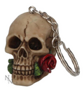 Rose from the Dead Biker Skull Keyring - Fat Skeleton UK