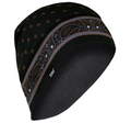 Zan Orange & Black Paisley Fleece Lined Beanie - Fat Skeleton UK