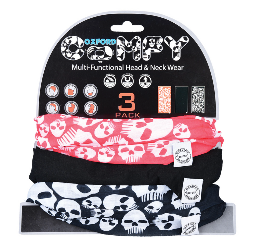 Oxford 'Comfy' Neck Tubes - 3 pack - Skulls - Fat Skeleton UK