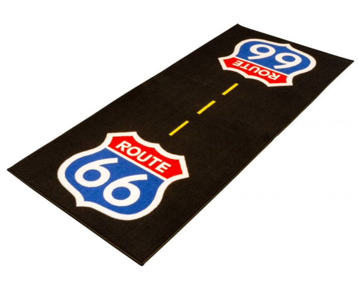 Route 66 Biker Motorcycle Garage Mat. - Fat Skeleton UK