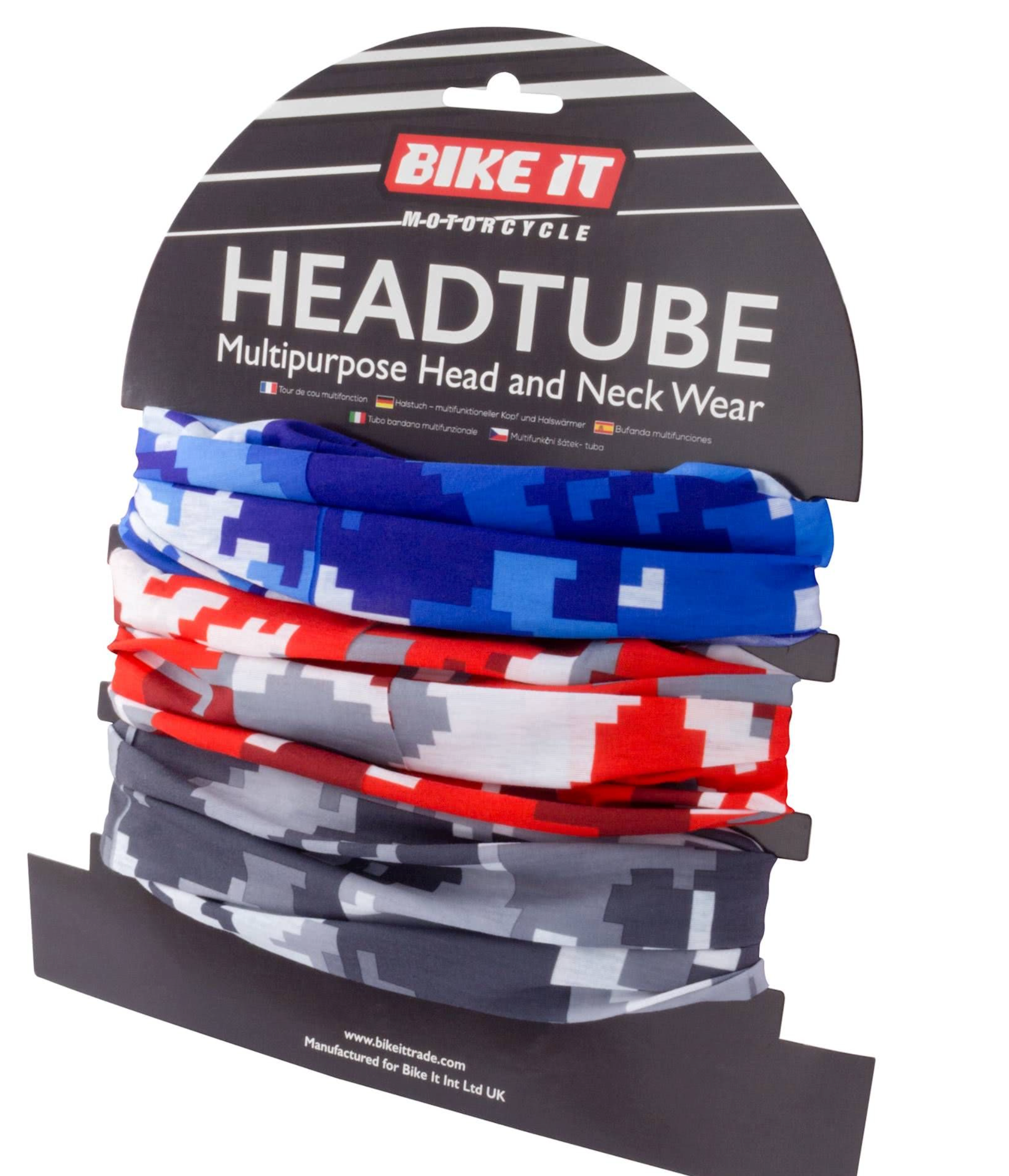 Bike-It  Neck Tubes - 6 pack - 3 Digital Urban Camo Designs & 3 Skull Designs - Fat Skeleton UK