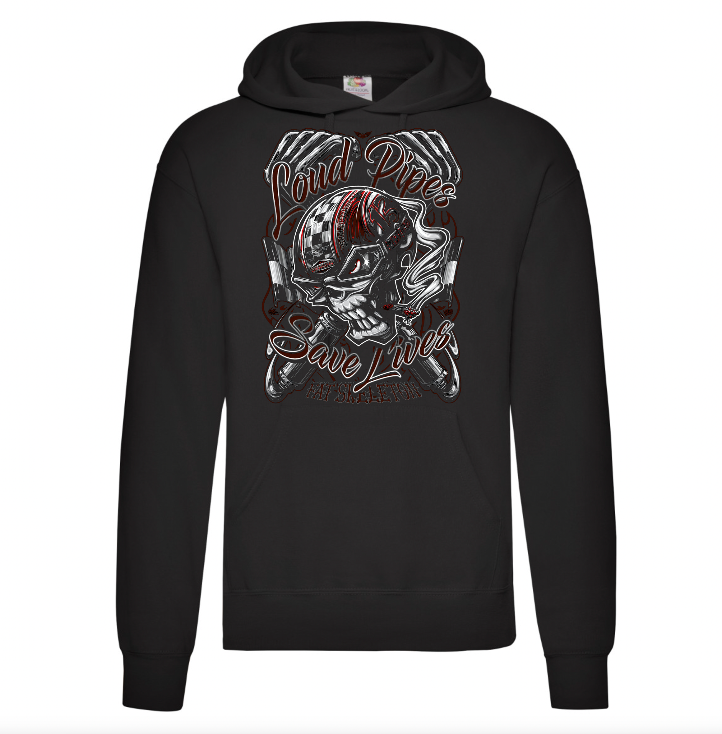 Fat Skeleton Loud Pipes Save Lives Hoodie - Fat Skeleton UK