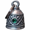 Celtic Band with Green Crystal Motorcycle Guardian Angel Bell - Fat Skeleton UK