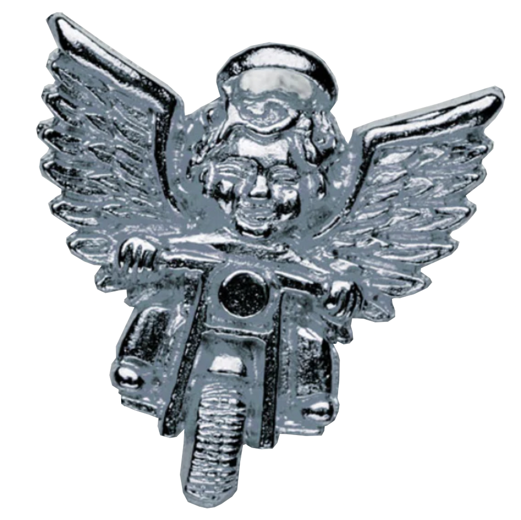 Guardian Angel Silver Pin Badge - Fat Skeleton UK