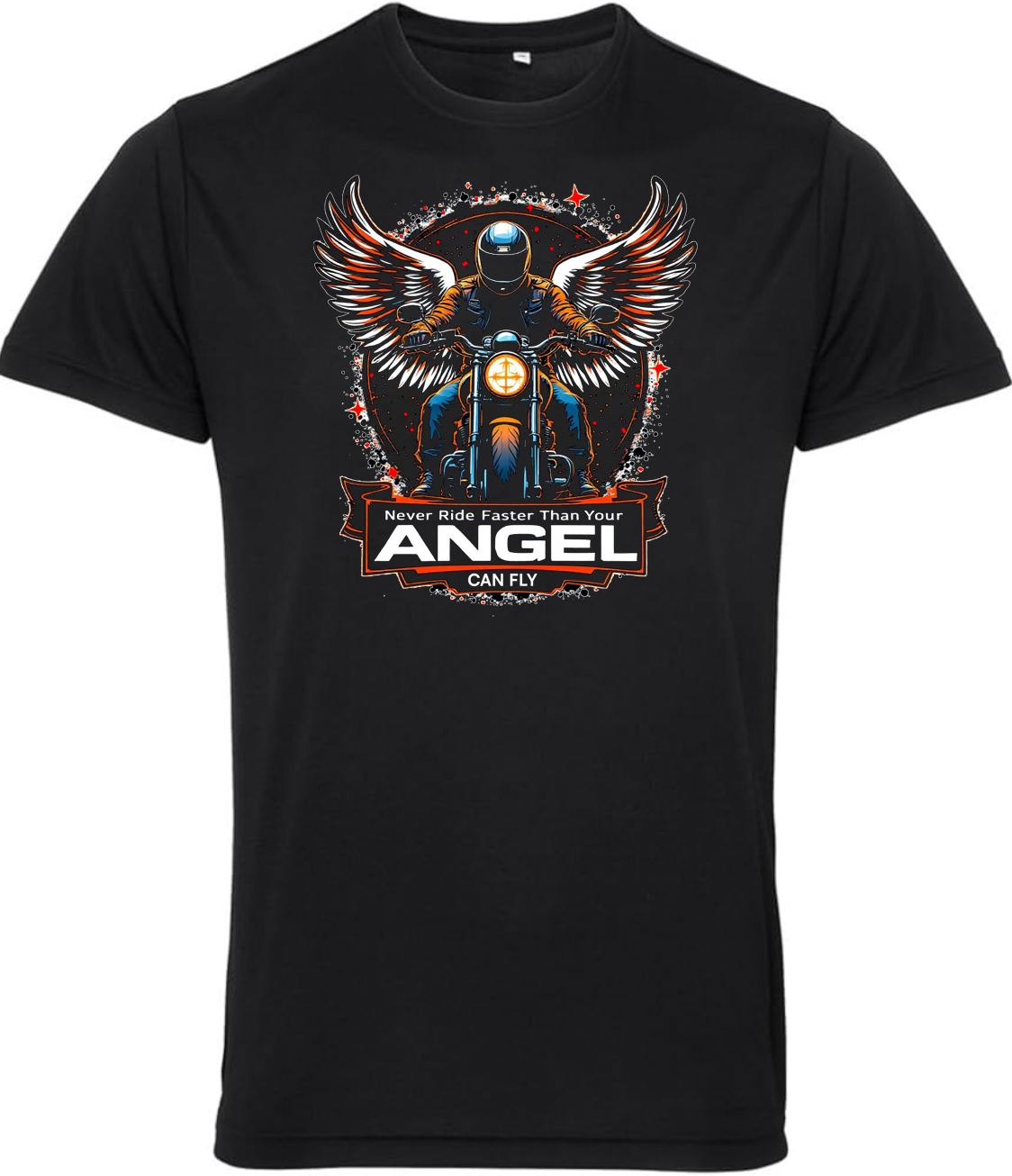 Never Ride Faster Than Your Angel Can Fly Guardian Bell & T Shirt Bundle - Fat Skeleton UK