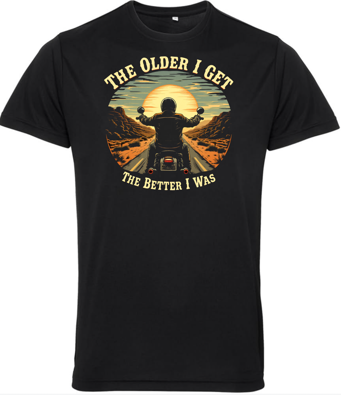 Older I Get Better I Was Sunrise Old Guys Riding Bikes T Shirt - Fat Skeleton UK