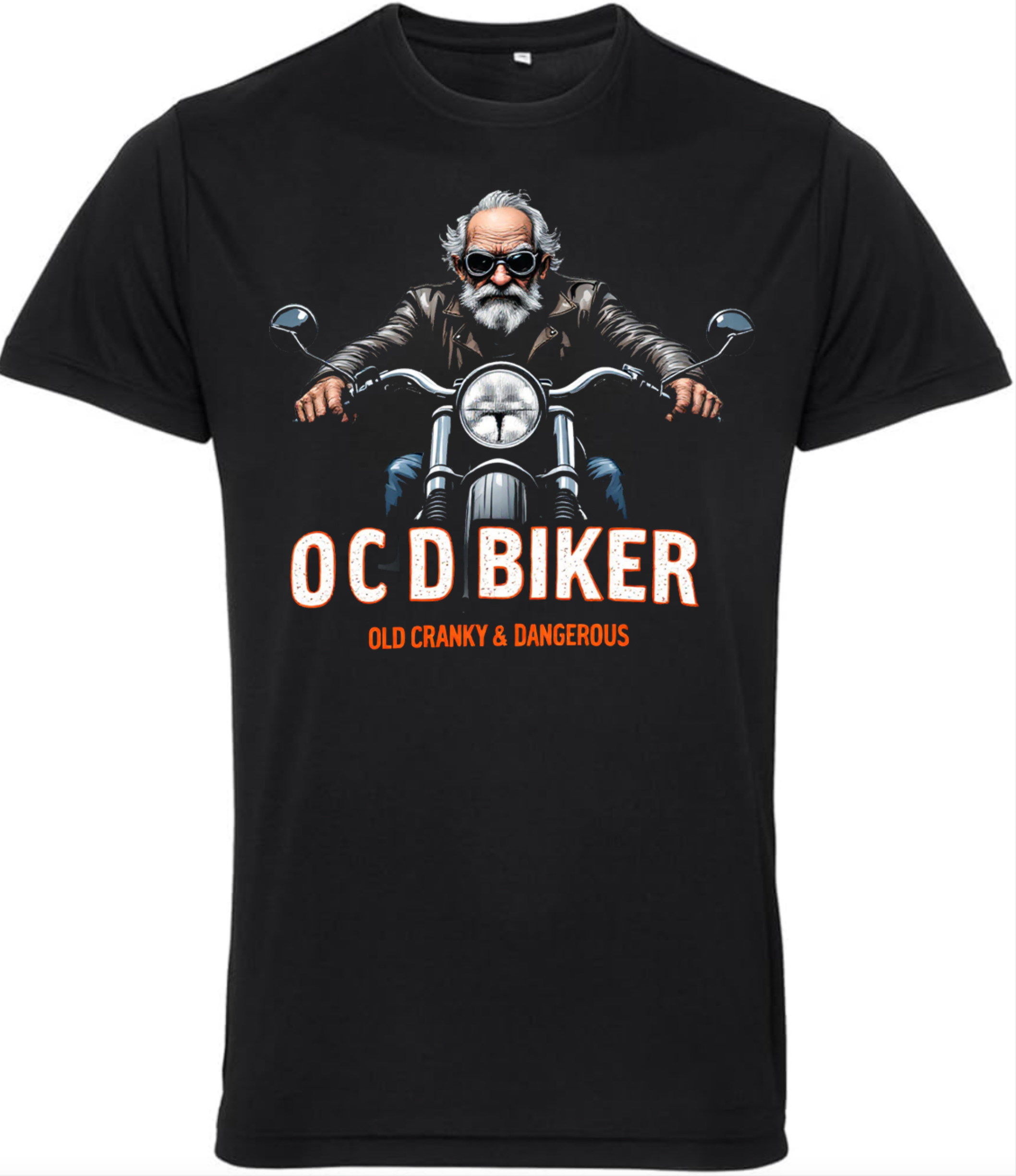 Old & Cranky O.C.D. Old Guys Riding Bikes T Shirt - Fat Skeleton UK