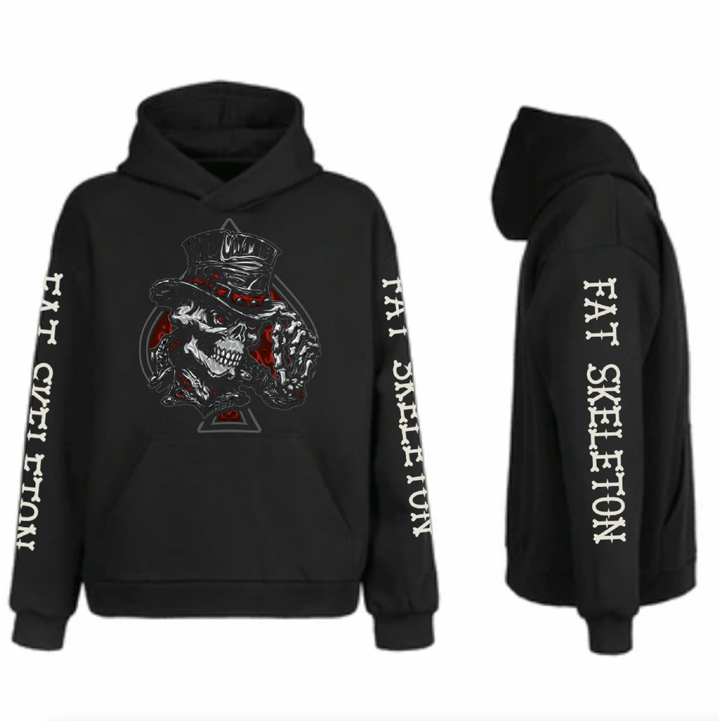 Fat Skeleton Top Hat Skull Logo Hoodie - Fat Skeleton UK