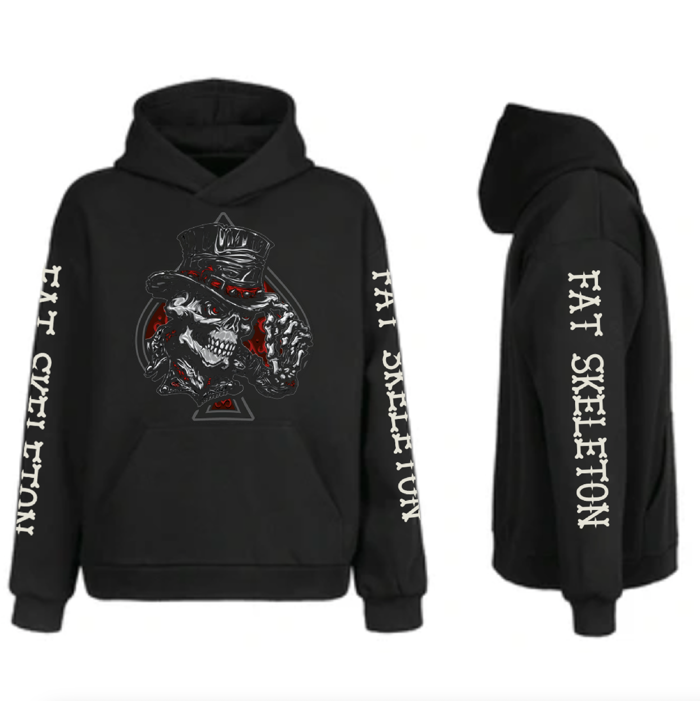 Fat Skeleton Top Hat Skull Logo Hoodie - Fat Skeleton UK