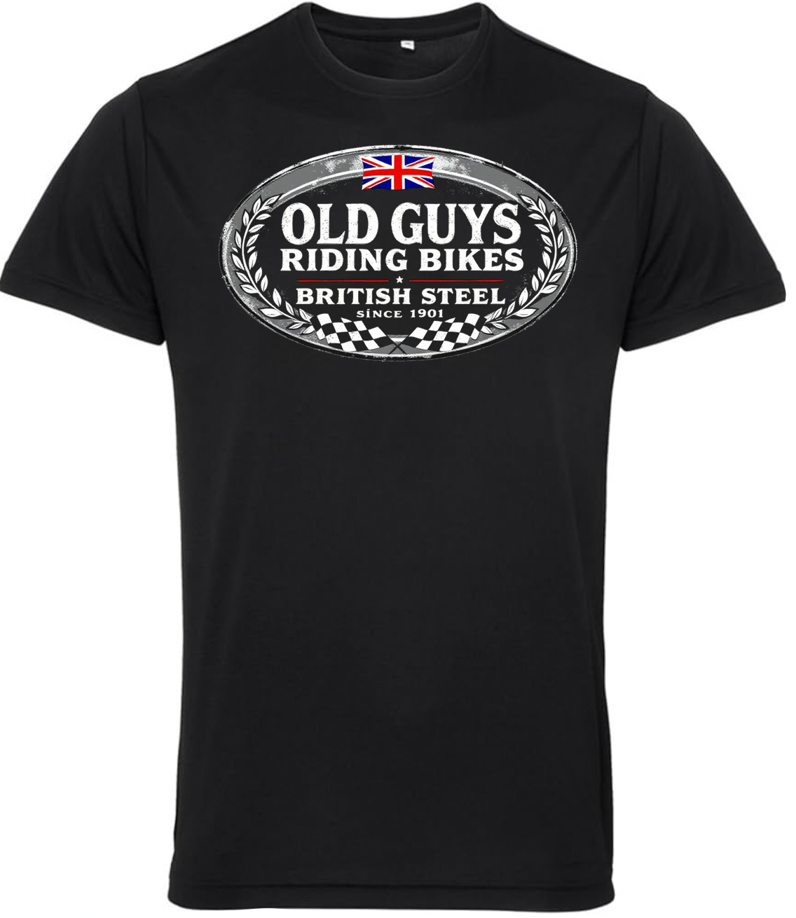 Old Guys Riding Bikes British Steel T Shirt - Fat Skeleton UK