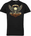 Fat Skeleton NEW Loud Pipes & Fast Bikes Wing Skull Biker T Shirt - Fat Skeleton UK