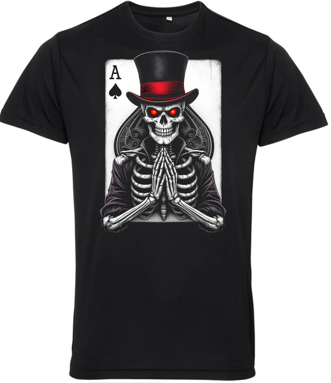 Fat Skeleton Top Hat Spades Biker T Shirt - Fat Skeleton UK