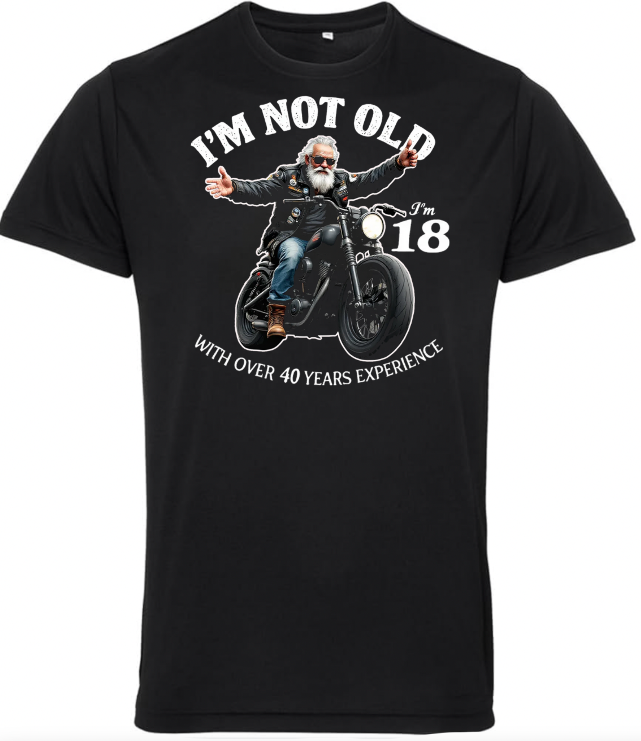 Old Guys Riding Bikes I'm 18 T Shirt - Fat Skeleton UK