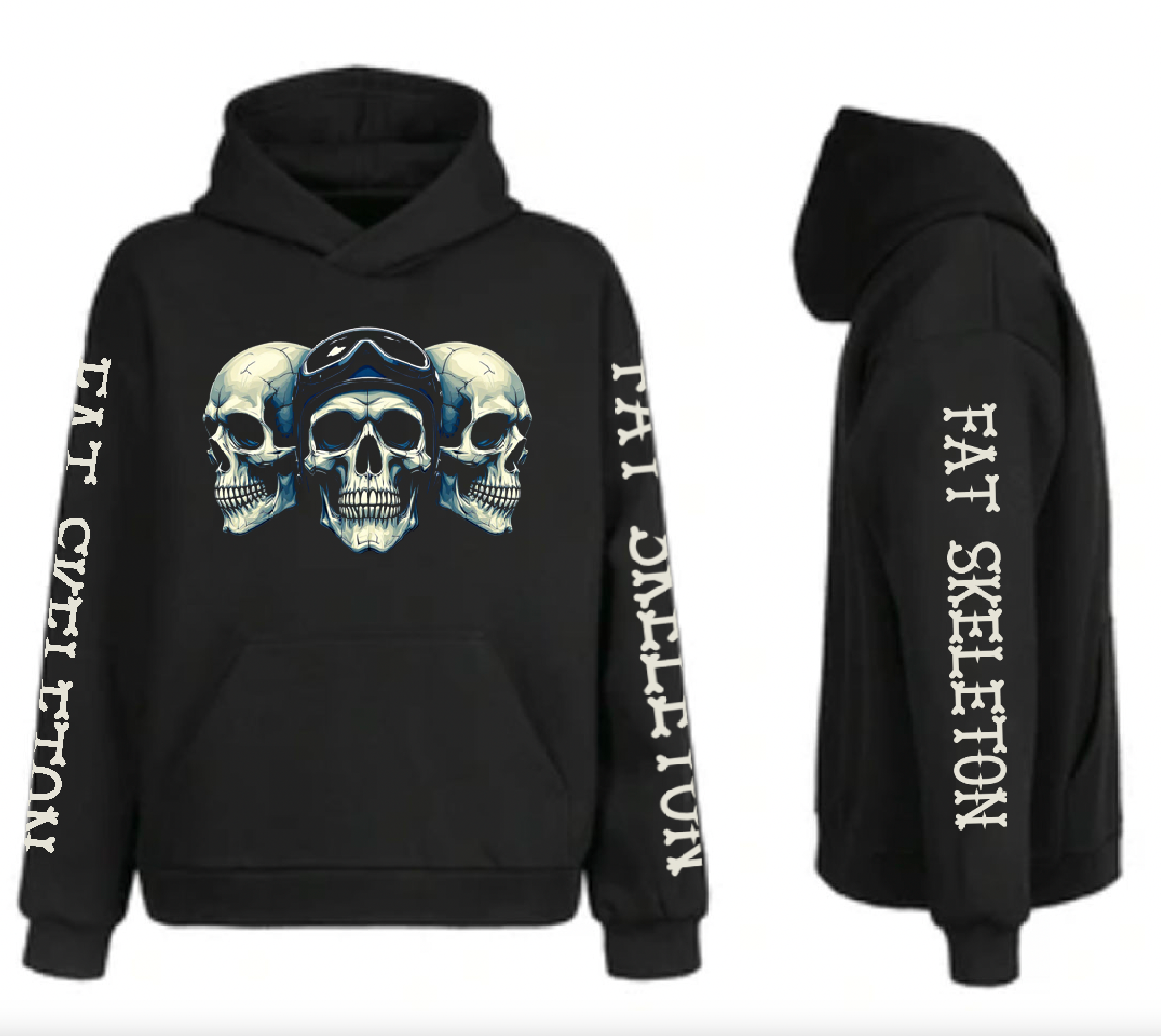 Fat Skeleton 3 Skulls Hoodie - Fat Skeleton UK