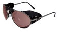 Aviator Dark Brown Lens Sunglasses with side shields plus soft pouch - Fat Skeleton UK