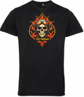 Fat Skeleton Skull & Flames Biker T Shirt - Fat Skeleton UK