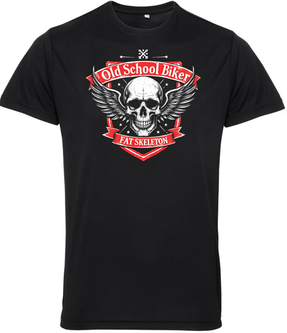 Fat Skeleton Old School Biker T Shirt - Fat Skeleton UK