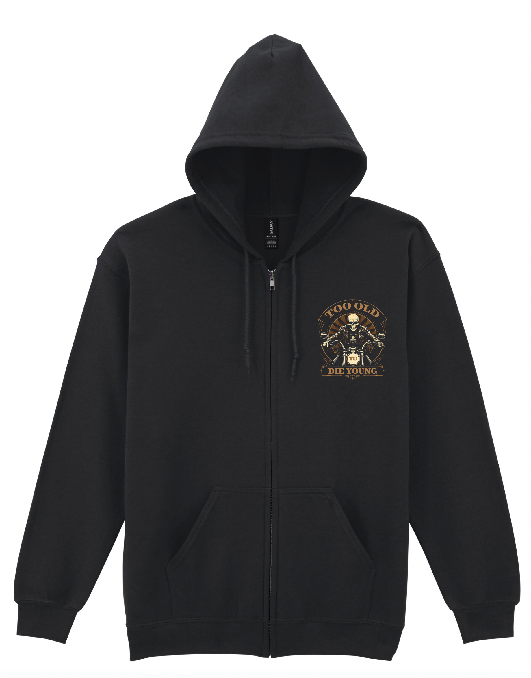 Fat Skeleton Too Old to Die Young Zip Up Hoodie - Fat Skeleton UK