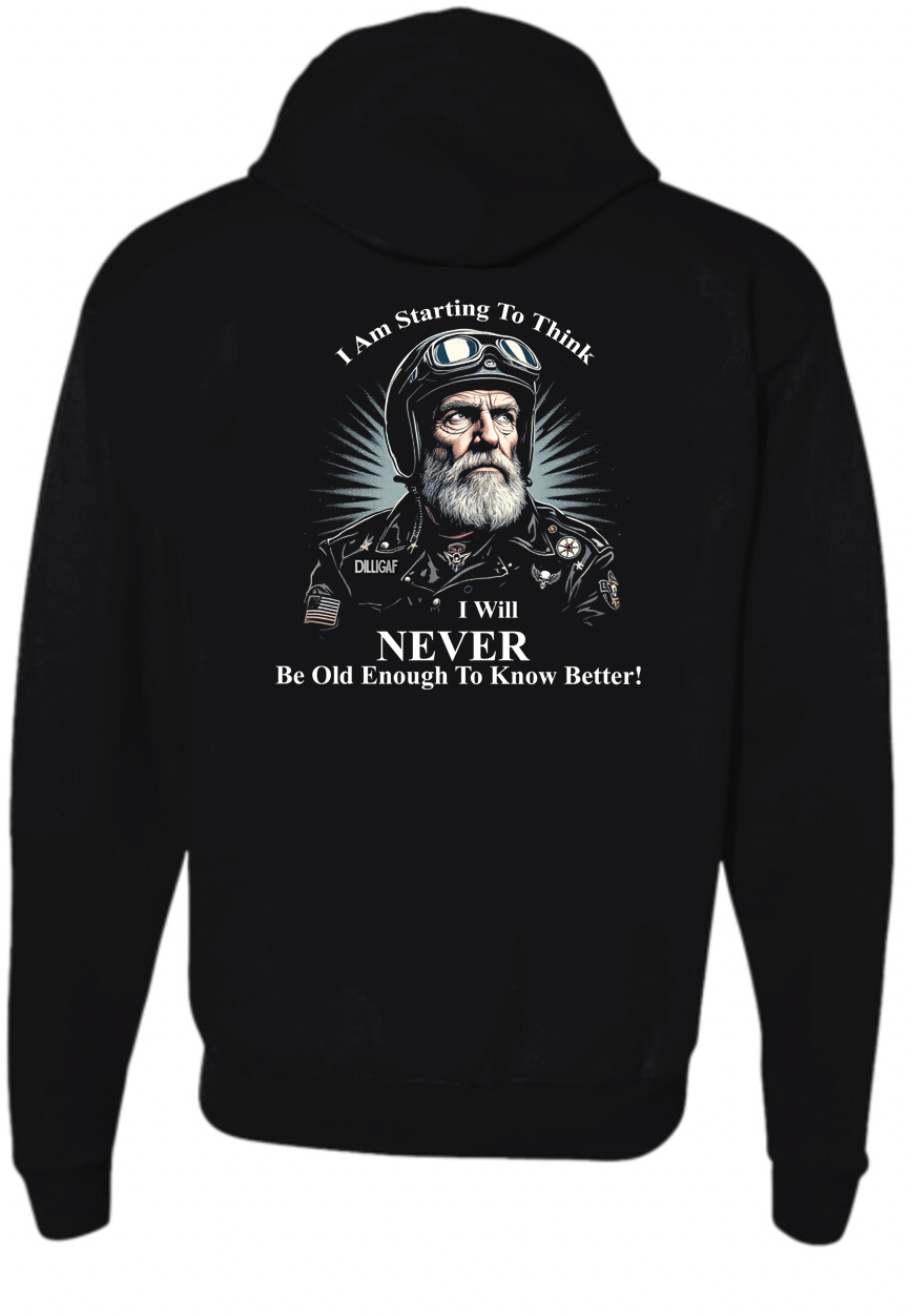 I Will Never Be Old Enough to Know Better Zip Up Hoodie - Fat Skeleton UK