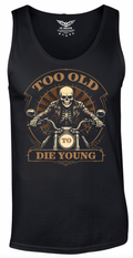 Fat Skeleton Too Old To Die Young Skeleton Biker Vest - Fat Skeleton UK