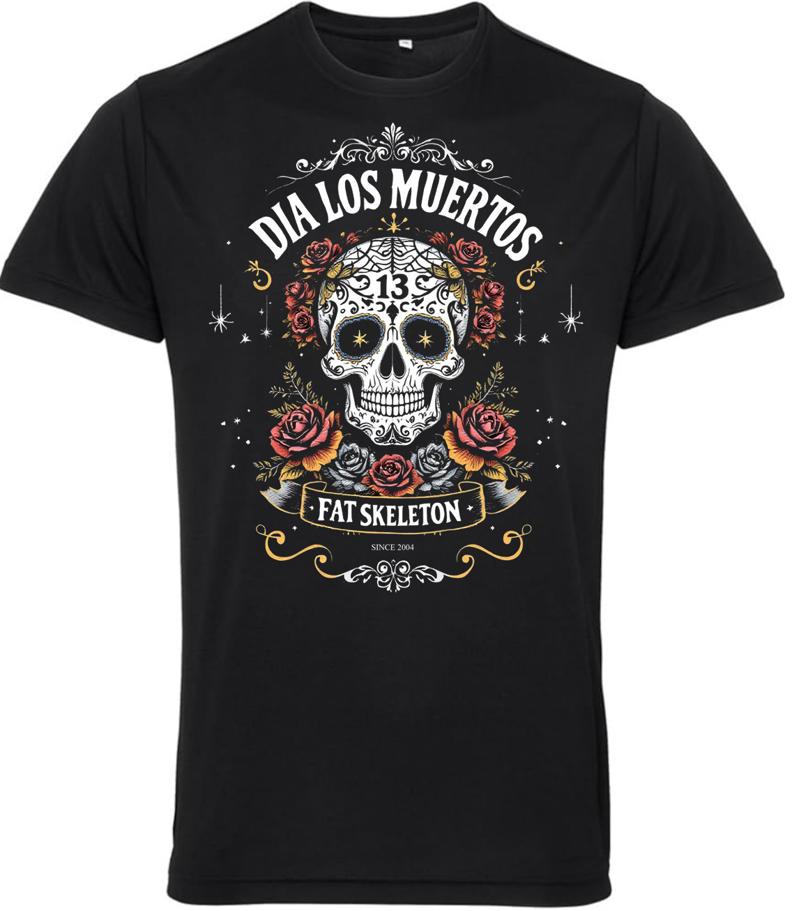 Dia Los Muertos Fat Skeleton Skeleton Biker T Shirt - Fat Skeleton UK