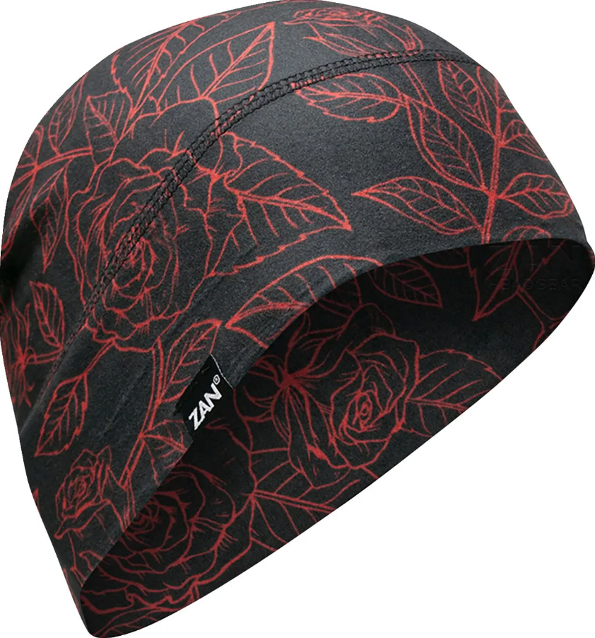 Zan Red Roses on Black Beanie - Fat Skeleton UK