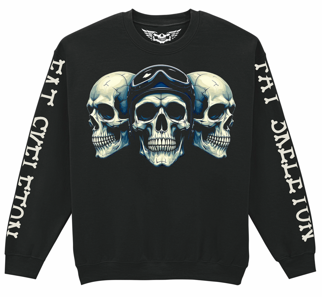 Fat Skeleton 3 Skulls Sweatshirt - Fat Skeleton UK
