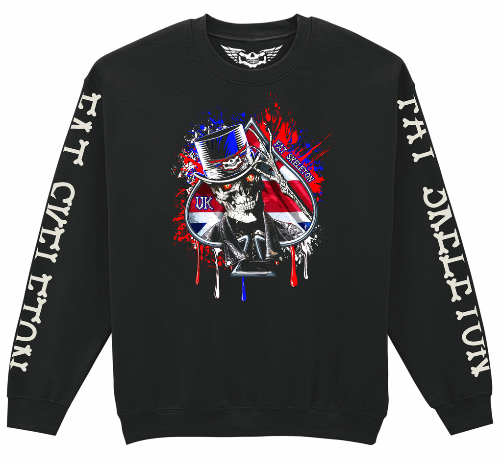 Fat Skeleton Union Jack Top Hat Skull Sweatshirt - Fat Skeleton UK