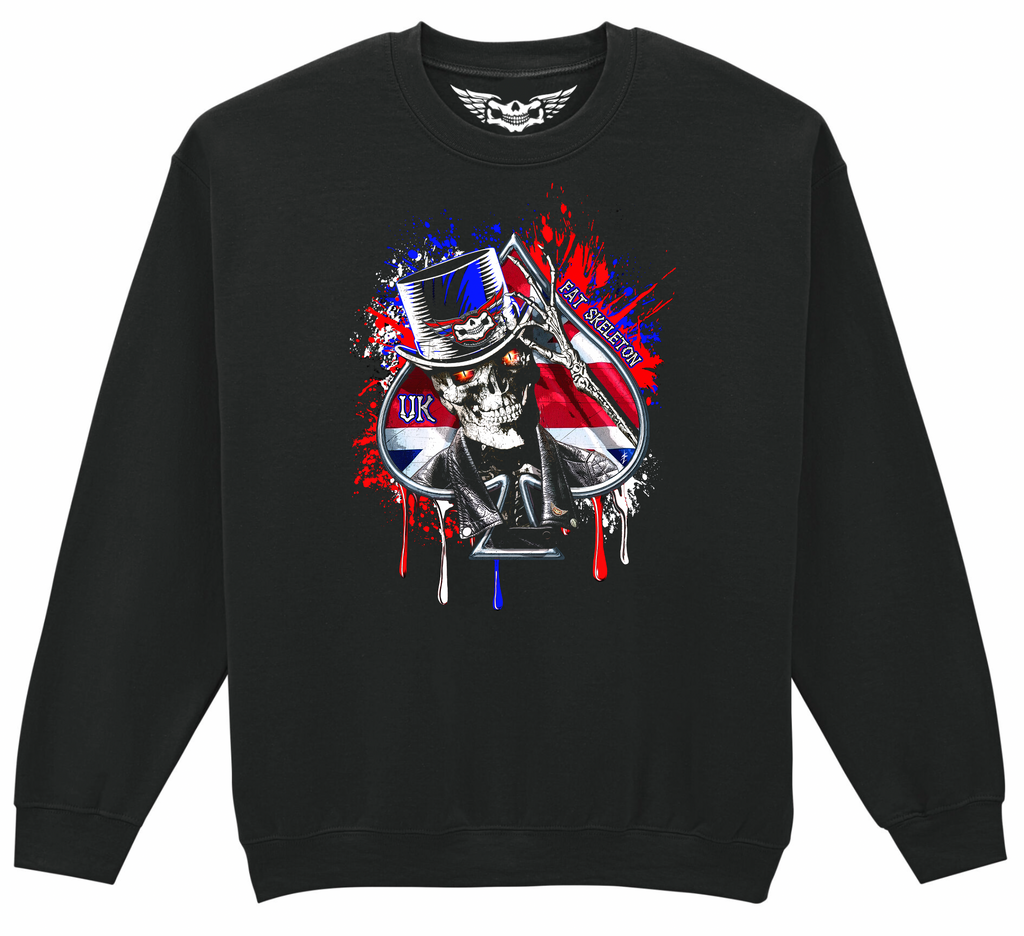 Fat Skeleton Union Jack Top Hat Skull Sweatshirt - Fat Skeleton UK