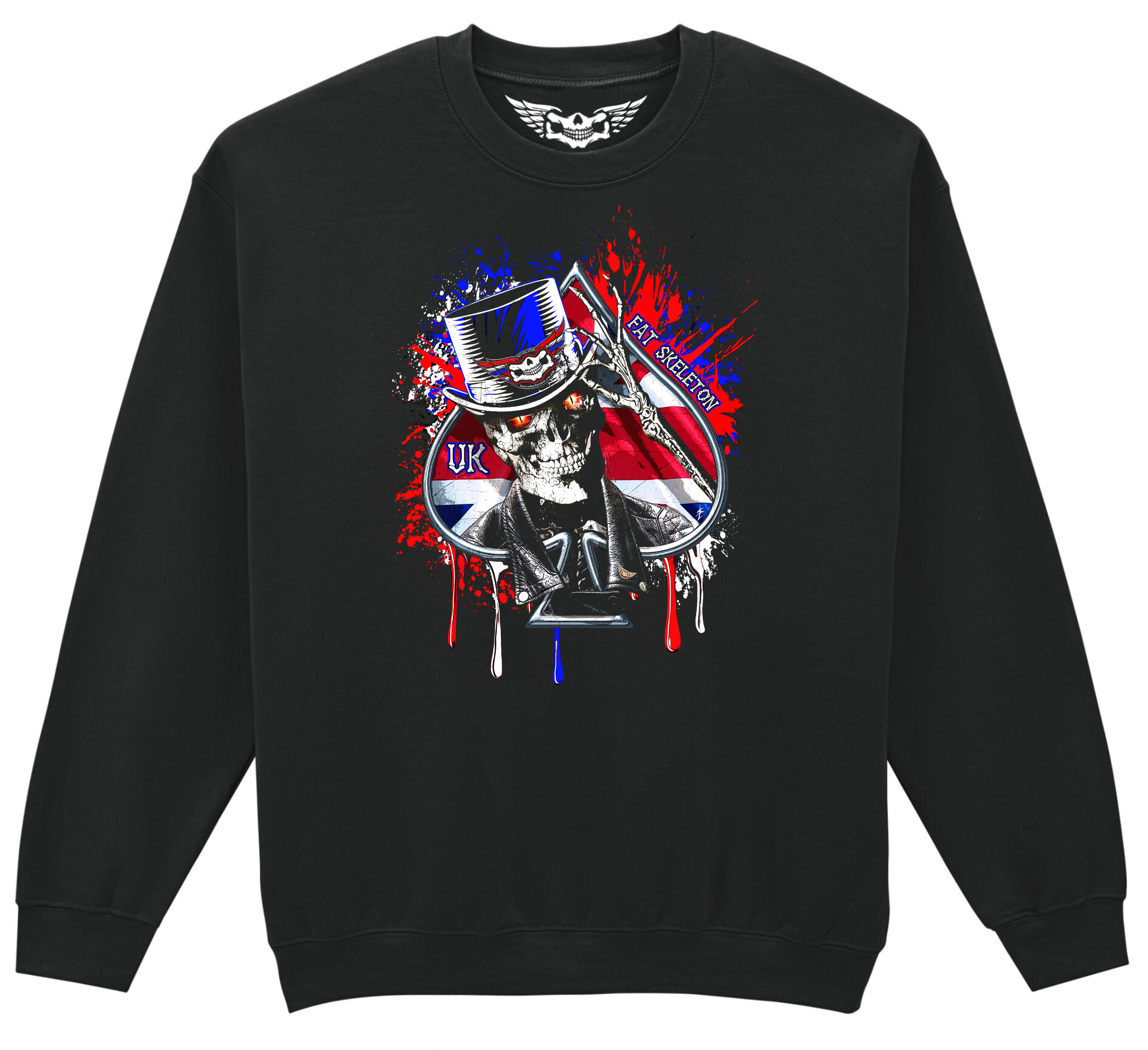Fat Skeleton Union Jack Top Hat Skull Sweatshirt - Fat Skeleton UK