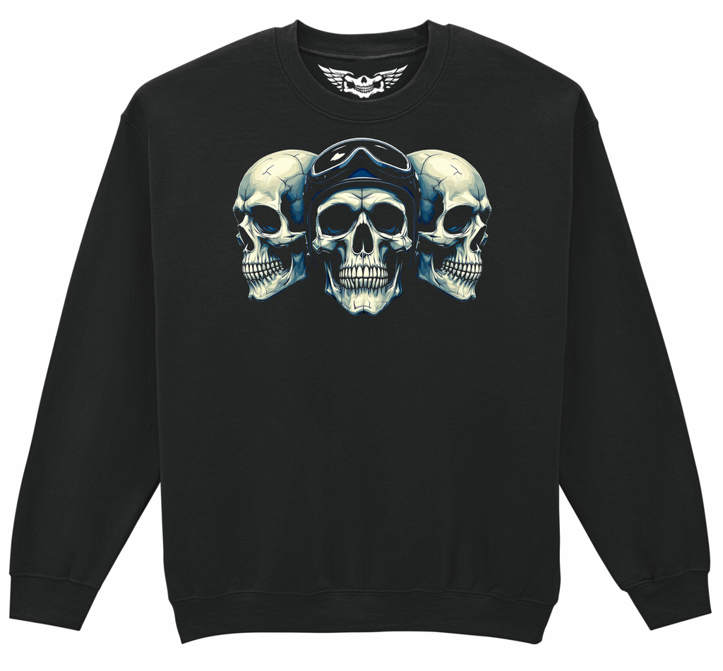 Fat Skeleton 3 Skulls Sweatshirt - Fat Skeleton UK