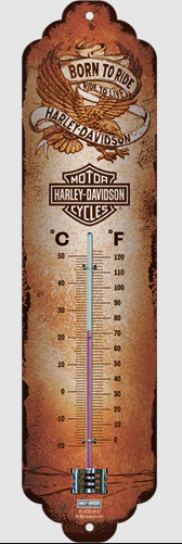 Harley Davidson Born to Ride Retro Wall Thermometer - Fat Skeleton UK