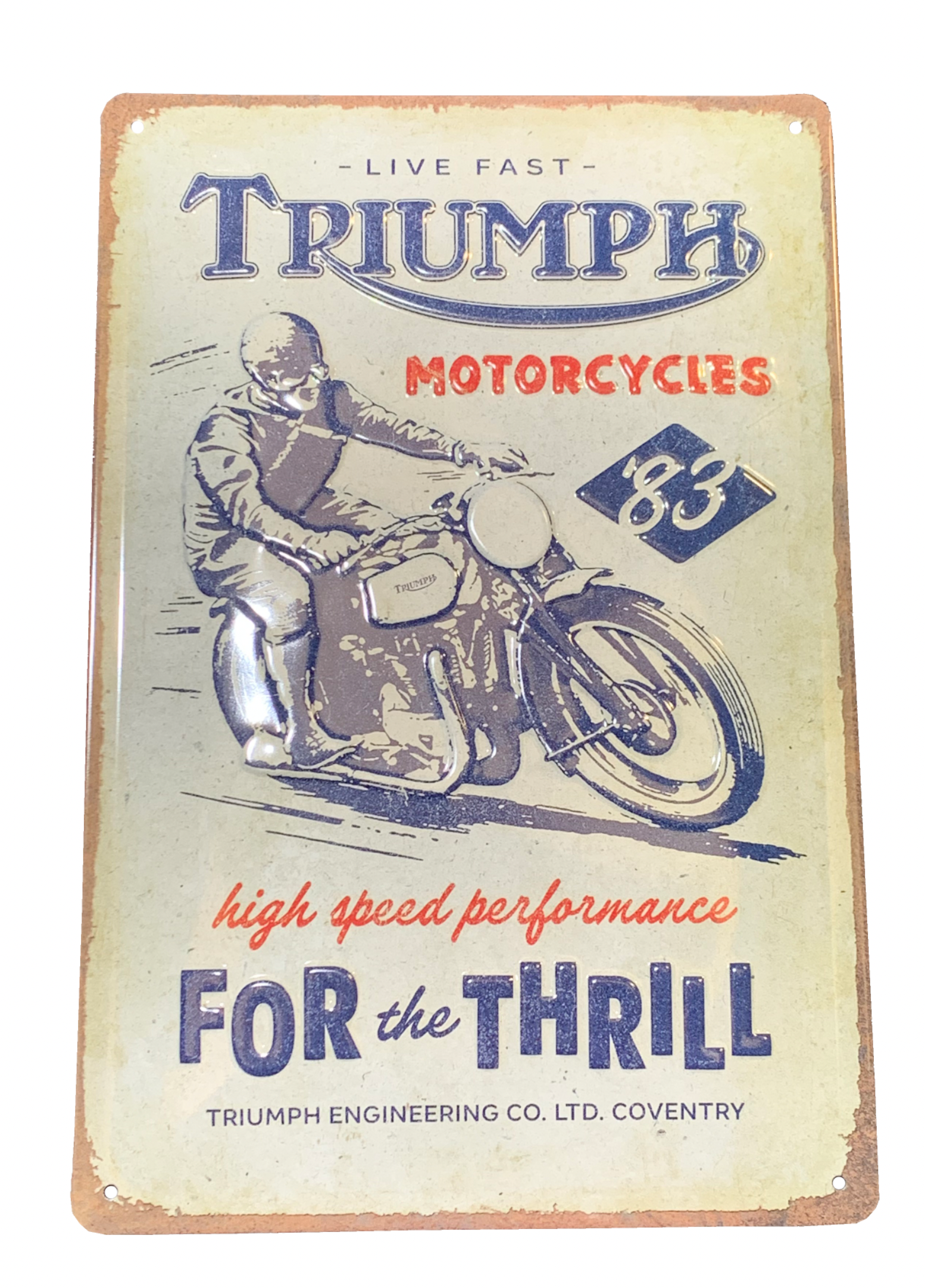 Genuine Triumph Motorcycles For The Thrill Metal Sign - Fat Skeleton UK