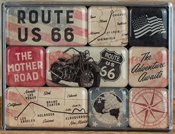 Route 66 Bike Map 9-Piece Magnet Set - Fat Skeleton UK