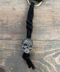 Pewter Sugar Skull Para Cord Key Ring - Fat Skeleton UK