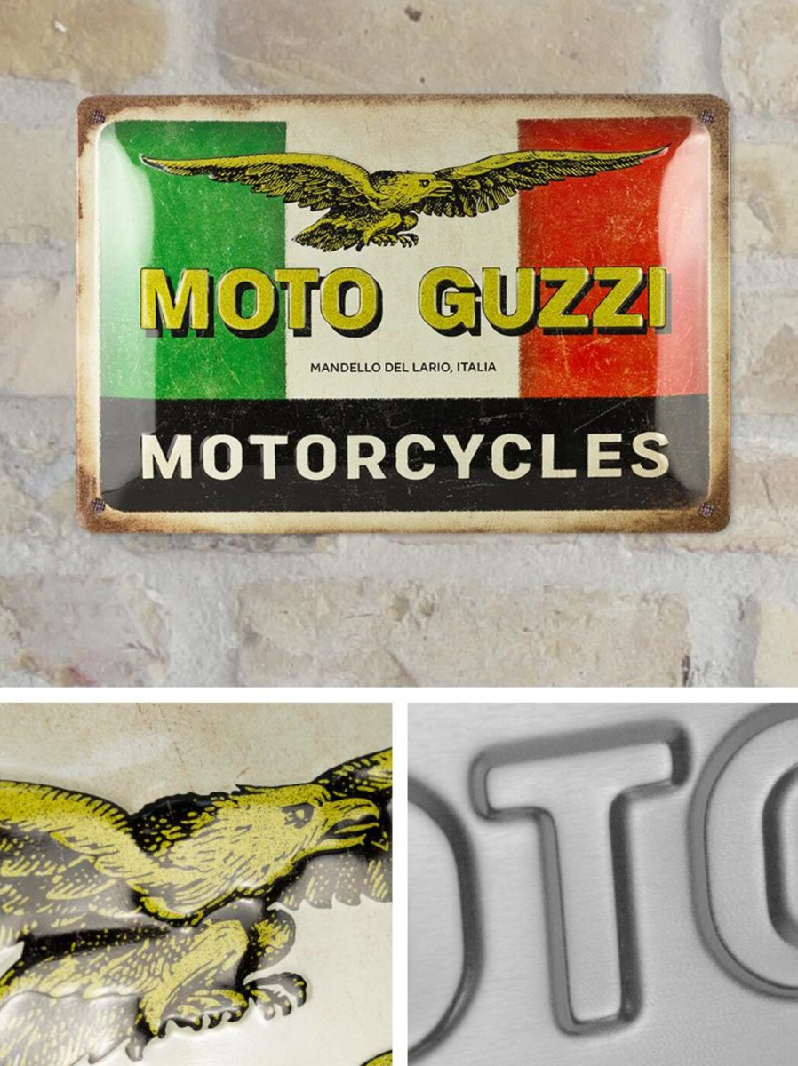 Moto Guzzi Motorcycles Italia Metal Sign - Fat Skeleton UK