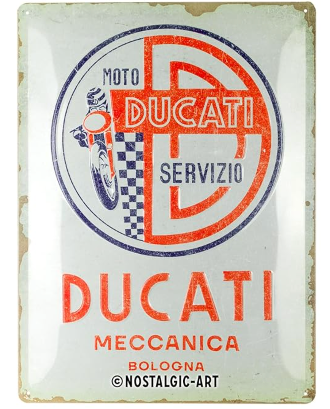 Moto Ducati Meccanica Bologna Servizio Motorcycles Metal Sign 30cm x 40cm - Fat Skeleton UK