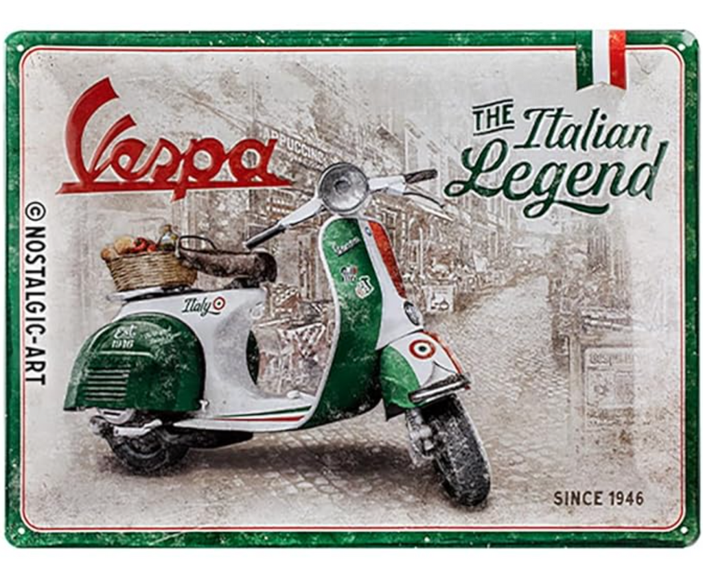Vespa The Italian Classic Metal Sign 30cm x 40cm - Fat Skeleton UK