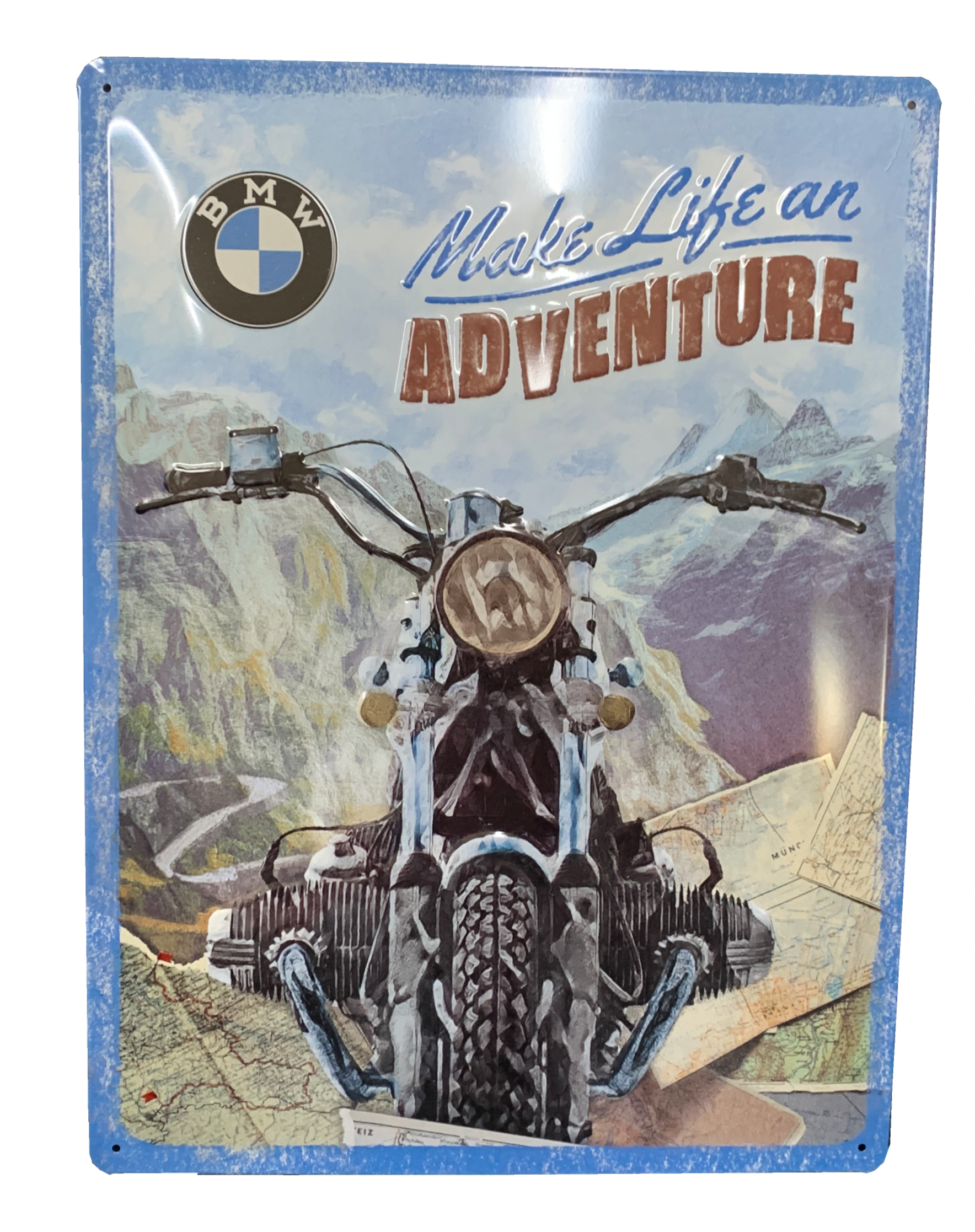BMW Make Life an Adventure Metal Motorcycle Sign 30cm x 40cm - Fat Skeleton UK