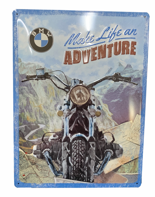 BMW Make Life an Adventure Metal Motorcycle Sign 30cm x 40cm - Fat Skeleton UK