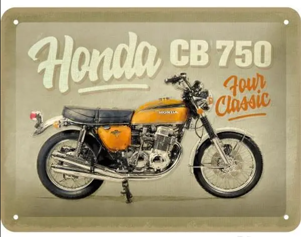 Small Honda CB750 Four Classic Metal Garage Sign - Fat Skeleton UK